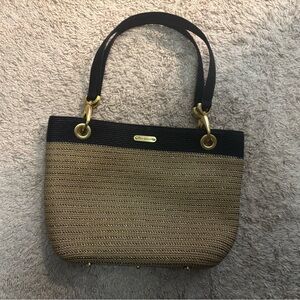 Eric Javits Woven Black and Tan Shoulder Bag